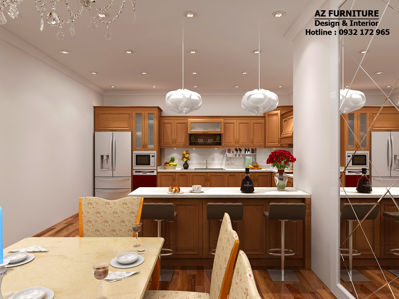 Thiết kế phòng bếp tiện nghi, thiết kế nội thất chung cư